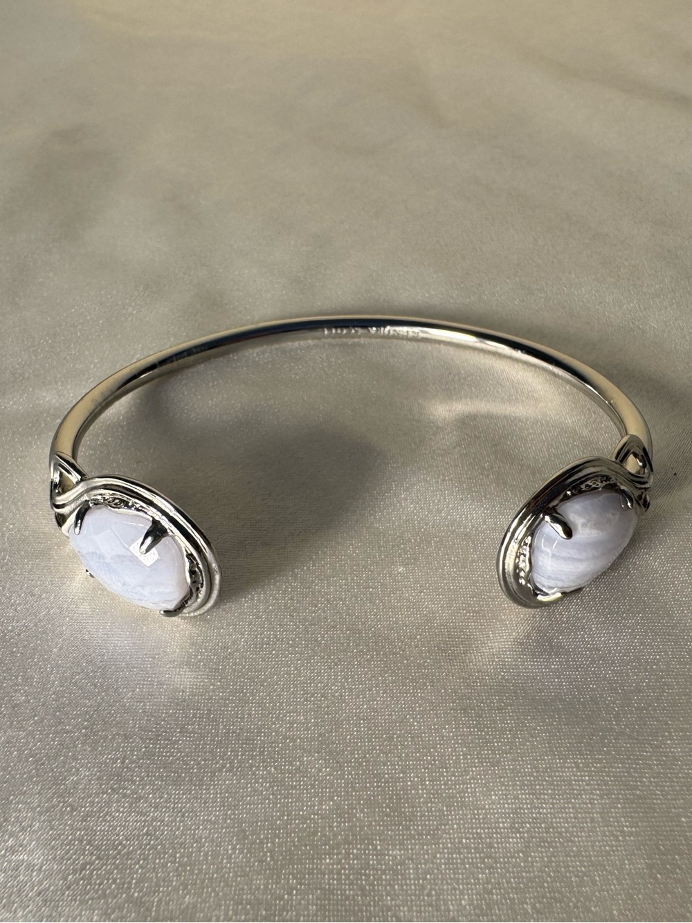 Kendra Scott Silver Open Cuff Bracelet with Light Blue Stone